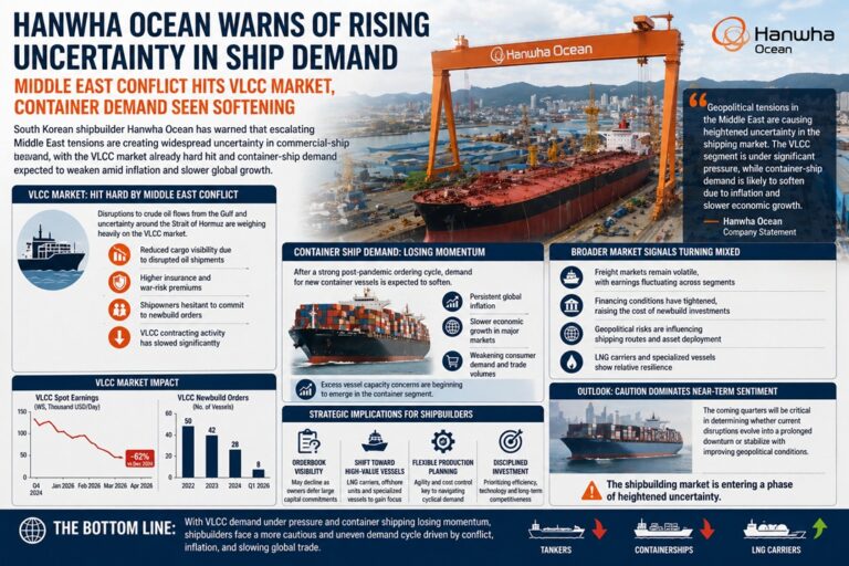 Hanwha Ocean Flags Demand Uncertainty as Middle East Conflict Weighs on Shipbuilding Markets