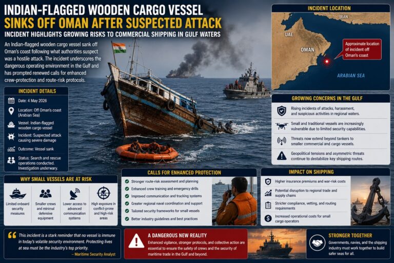 Indian-Flagged Wooden Cargo Vessel Sinks Off Oman Following Suspected Attack