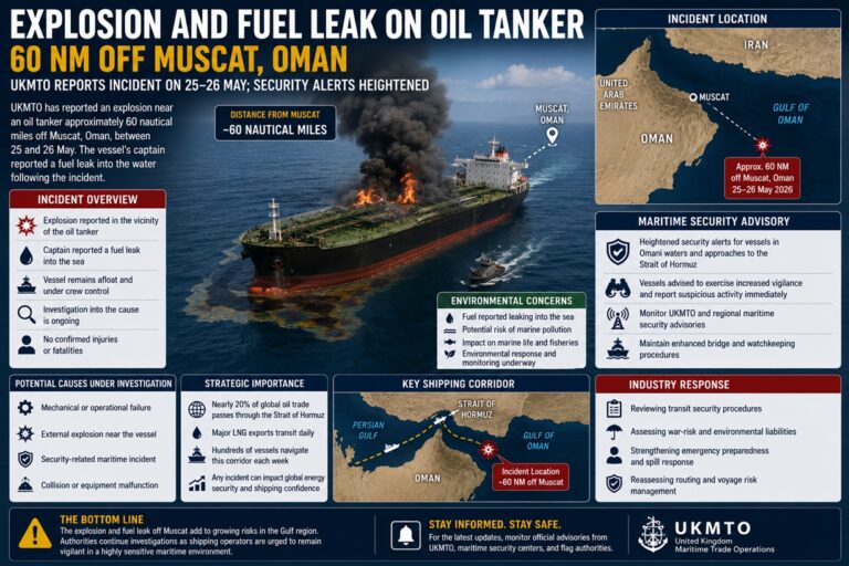 Explosion and Fuel Leak Reported on Oil Tanker Off Oman, Triggering Heightened Maritime Security Alerts