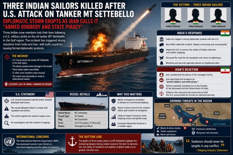 Three Indian Sailors Killed After U.S. Strike on MT Settebello, Triggering Diplomatic Fallout