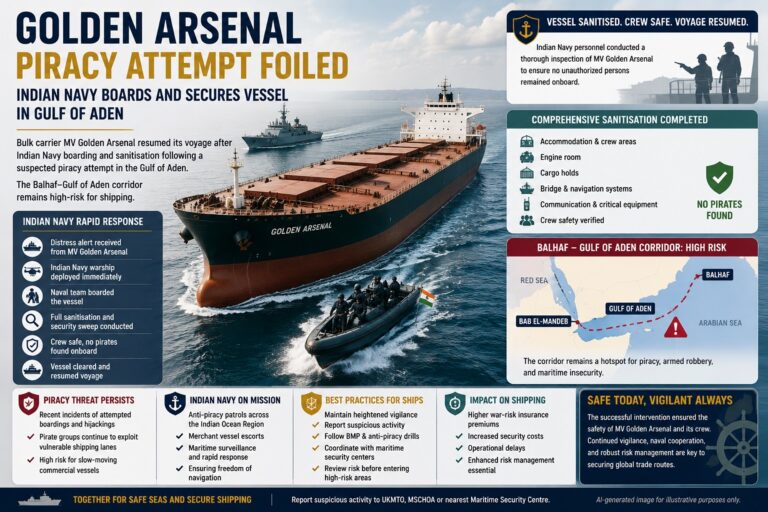 Indian Navy Secures MV Golden Arsenal After Piracy Attempt in Gulf of Aden