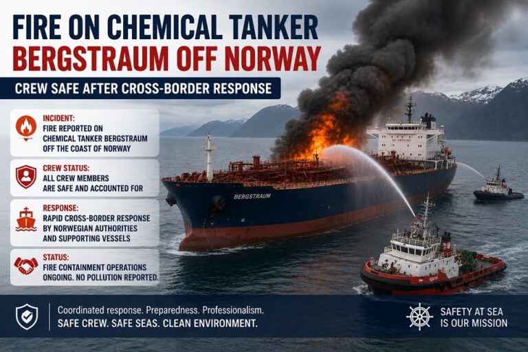 Fire Breaks Out Aboard Chemical Tanker Bergstraum Off Norway, Crew Safe After Cross-Border Response