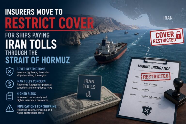 Insurers Move to Restrict Cover for Ships Paying Iran Tolls Through the Strait of Hormuz