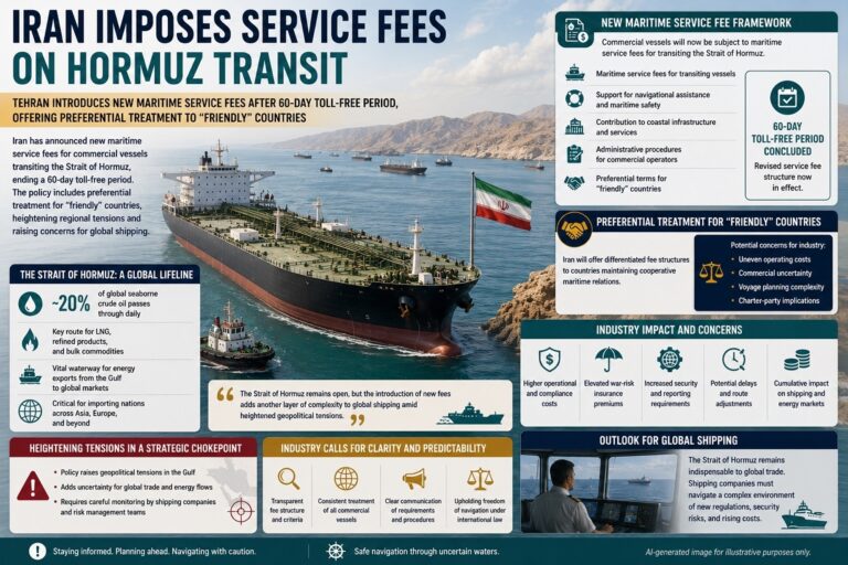 Iran Announces New Strait of Hormuz Transit Service Fees, Raising Fresh Concerns for Global Shipping