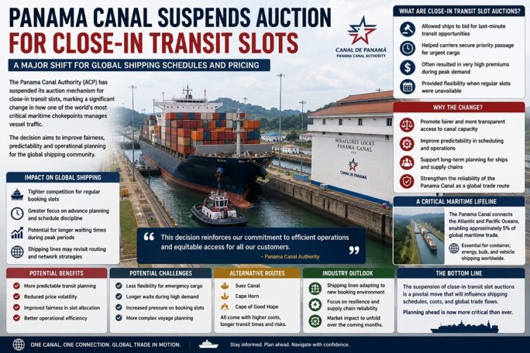 Panama Canal Suspends Auction System for Close-In Transit Slots, Reshaping Global Shipping Dynamics