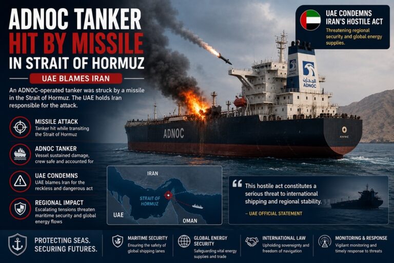 ADNOC Tanker Hit by Missile in Strait of Hormuz; UAE Blames Iran