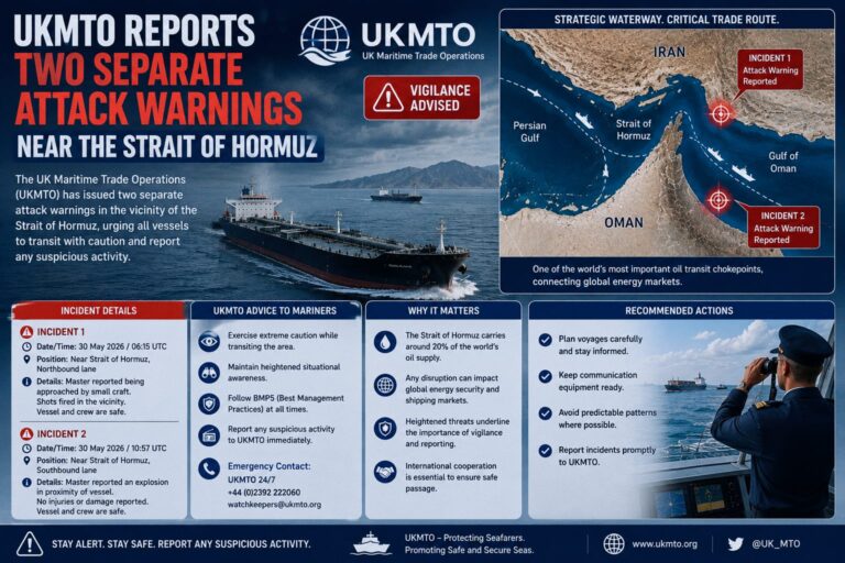 UKMTO Reports Two Separate Attack Warnings Near the Strait of Hormuz