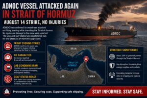 ADNOC vessel attacked again in Strait of Hormuz on 14 August