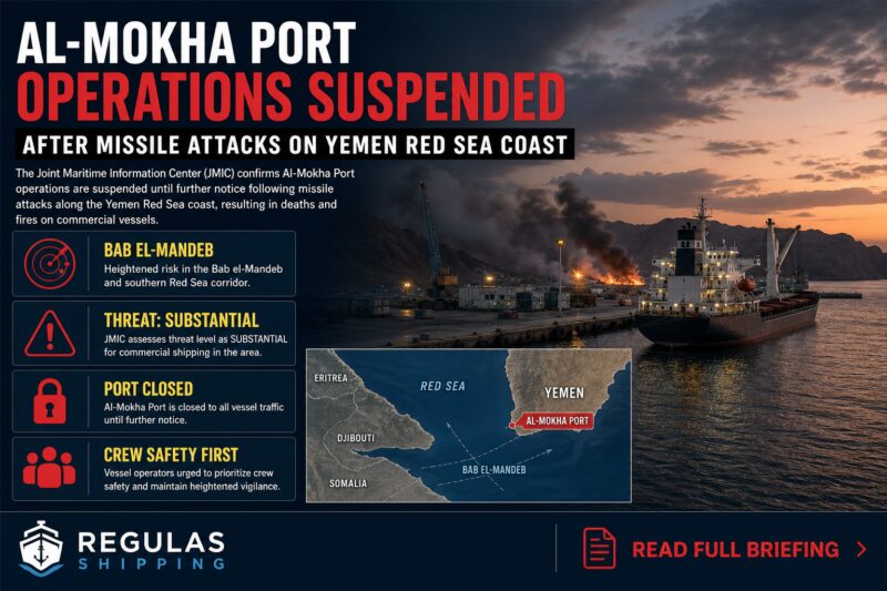 Al-Mokha port suspends operations after missile attacks on Yemen Red Sea coast