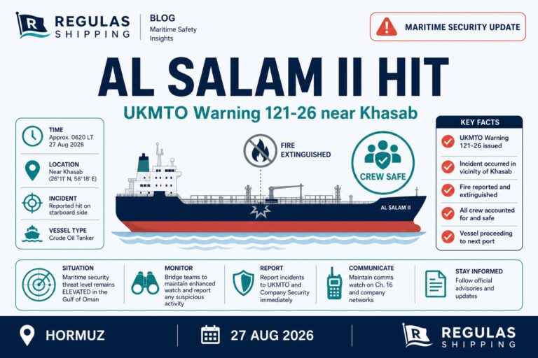 UKMTO Warning 121-26: Tanker Al Salam II Hit Near Khasab in Hormuz