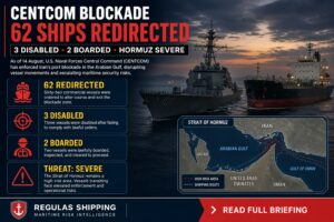 CENTCOM redirected 62 ships under Iran port blockade as Hormuz stays Severe