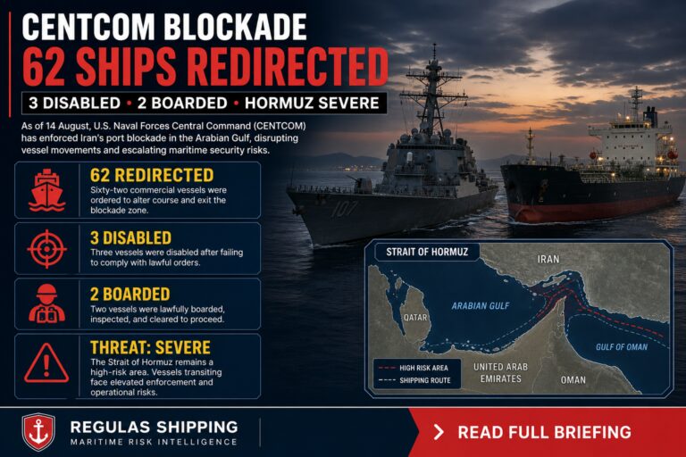 CENTCOM: 62 Ships Redirected Under Iran Port Blockade as Hormuz Stays Severe
