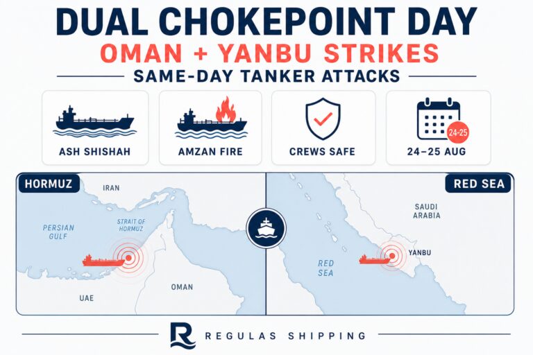 Same-Day Tanker Strikes off Oman and Yanbu Underscore Dual-Chokepoint Crisis