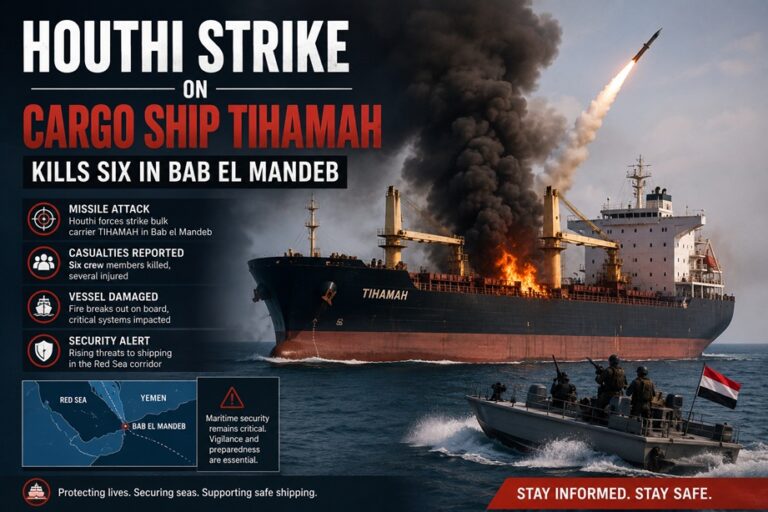 Houthi Strike on Cargo Ship Tihamah Kills Six in Bab el-Mandeb