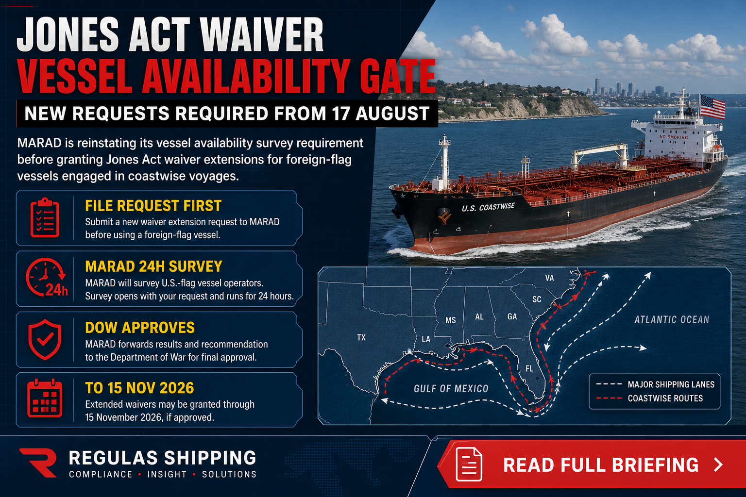 Jones Act operators face new Vessel Availability Requests as revised waiver nears
