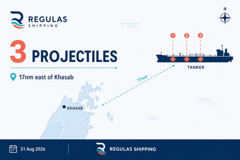 UKMTO: Outbound Tanker Hit by Three Projectiles 17 nm East of Khasab