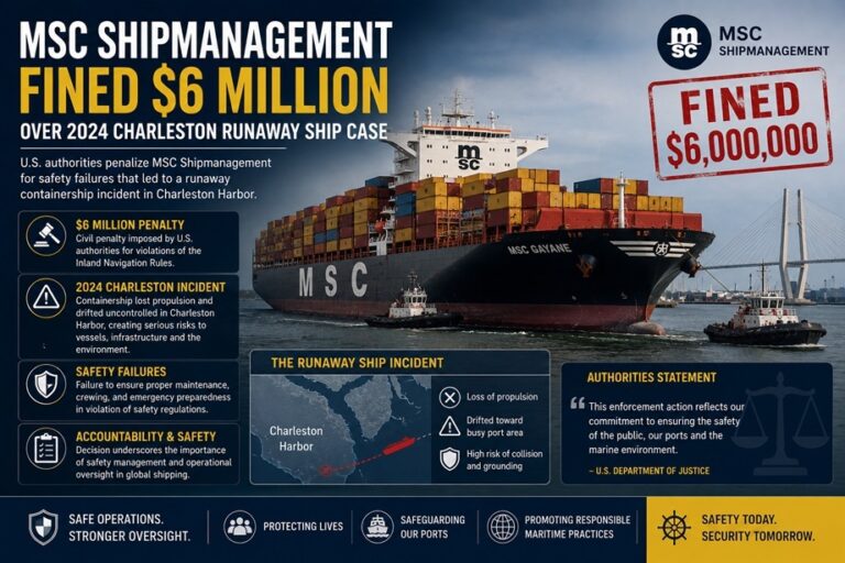 MSC Shipmanagement Fined $6 Million Over 2024 Charleston Runaway Ship Case
