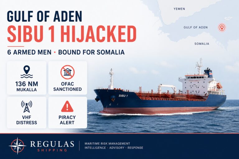 Armed Group Hijacks Sanctioned Tanker Sibu 1 in Gulf of Aden, Diverts Toward Somalia