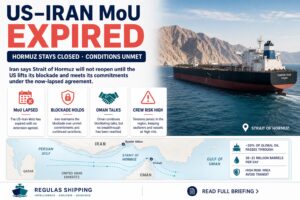 US–Iran Hormuz MoU expires as Tehran says strait stays closed