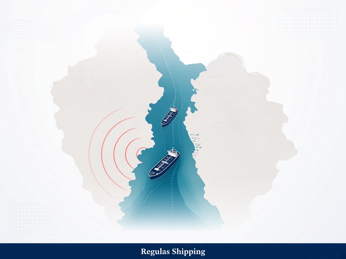 Light-theme map illustration of two navy tankers in the Bab el-Mandeb strait with coral warning arcs, Regulas Shipping footer