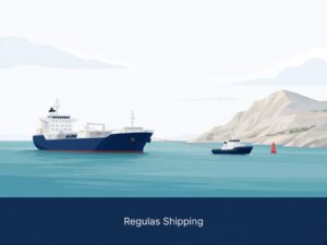 Products tanker under tow off an Omani headland, Regulas Shipping