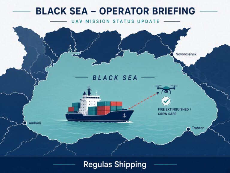Drone Hits Turkish Feeder Lionfish in the Black Sea as the Crew Extinguishes a Container Fire