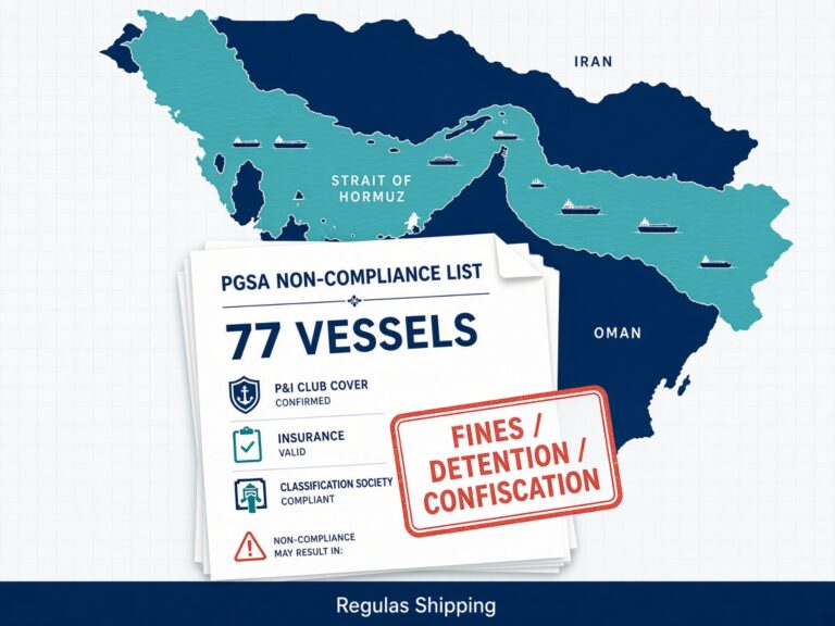 Iran’s PGSA Raises Its Hormuz Blacklist to 77 Vessels as P&I Clubs and Class Are Warned