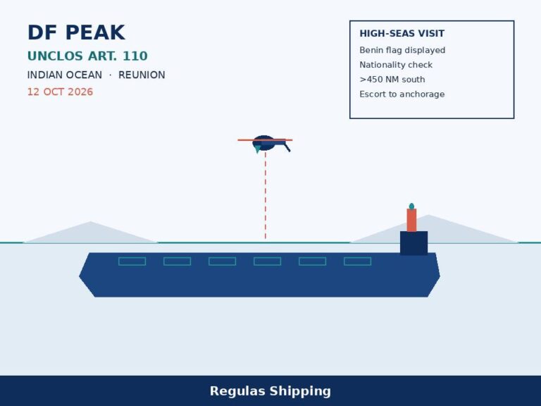France boards DF Peak under UNCLOS 110 south of Réunion