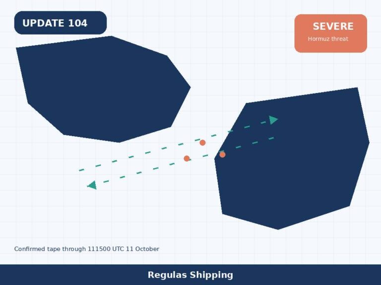 JMIC Update 104 keeps Hormuz severe and names Gem No. 2 and Ocean Molica