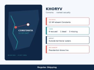 ANR names Khoryv after a drone-hit capsize 13 NM off Constanta