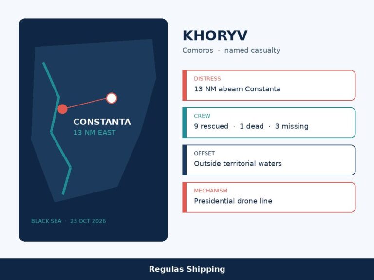 ANR names Khoryv after a drone-hit capsize 13 NM off Constanta
