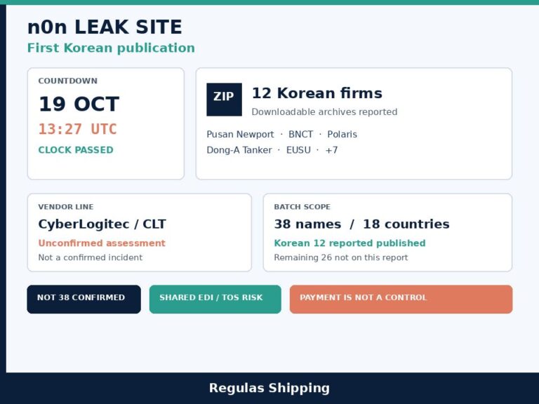 n0n publishes data on 12 Korean maritime firms after the 19 October leak clock