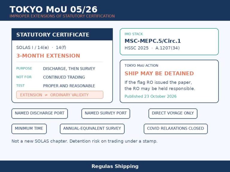 Tokyo MoU 05-26 flags improper statutory-certificate extensions as detention risk