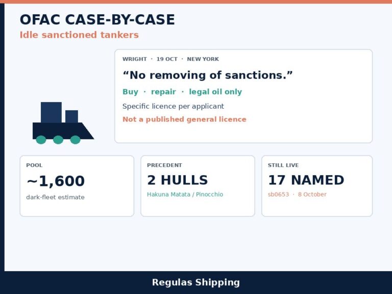 Wright says idle sanctioned tankers can rejoin legal trades after OFAC approval